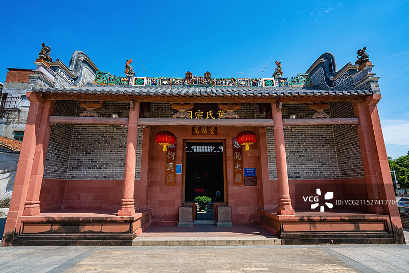 中国广东省东莞市常平镇一条形似“指纹”的古村航拍风光照图片素材