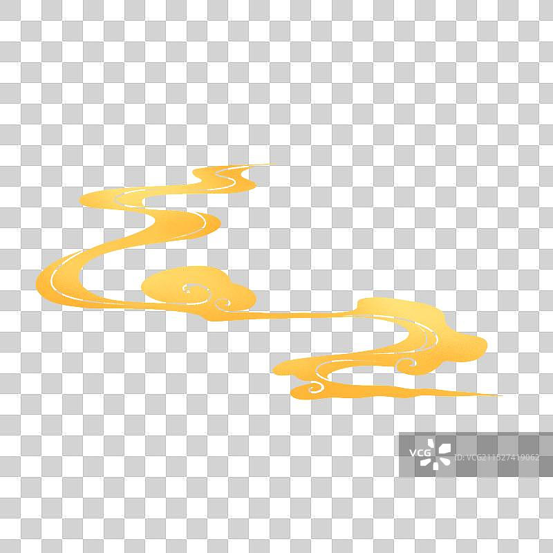 金色国潮卡通复古祥云系列插画元素图片素材