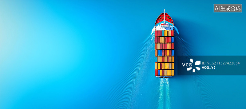 【AI数字艺术】海上集装箱的高角度背景图片素材