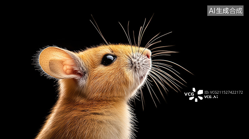 【AI数字艺术】黑底龙猫侧面特写图片素材