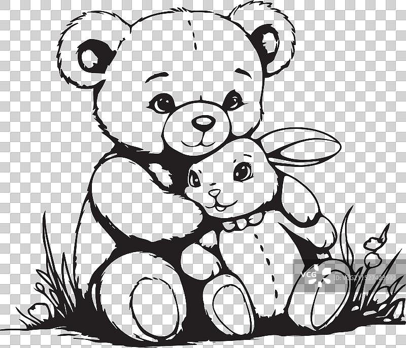 泰迪熊拥抱兔子图片素材