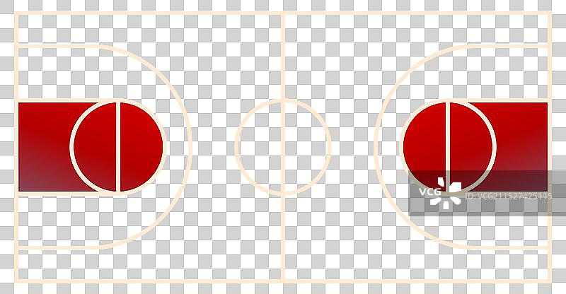 显示中心线和罚球区的篮球场图片素材