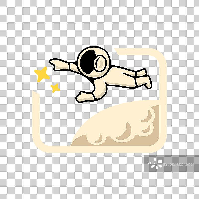 月球上有趣的宇航员抓住星星标志图片素材