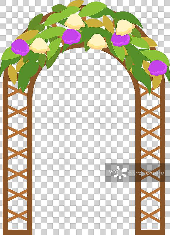 鲜花装饰的精美木制拱门图片素材