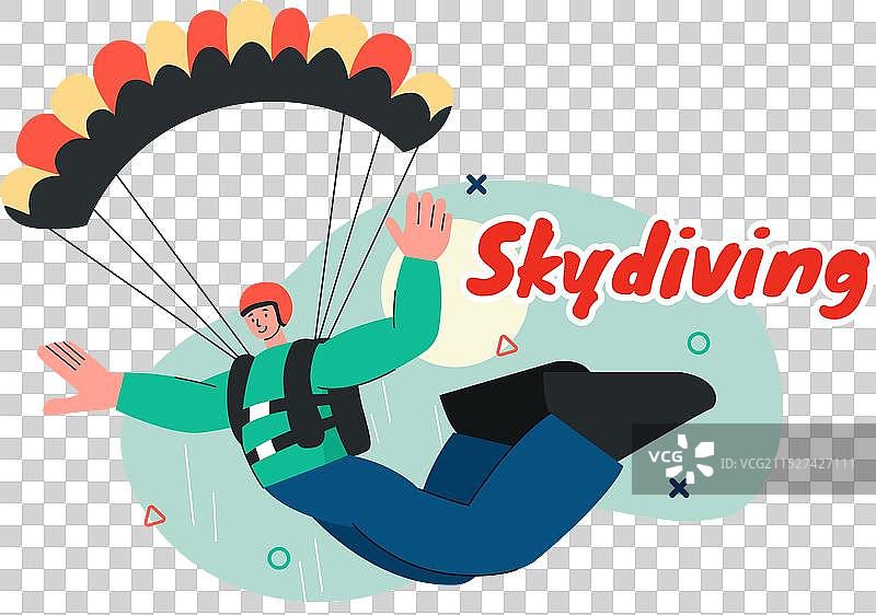 跳伞运动：跳伞者与降落伞图片素材