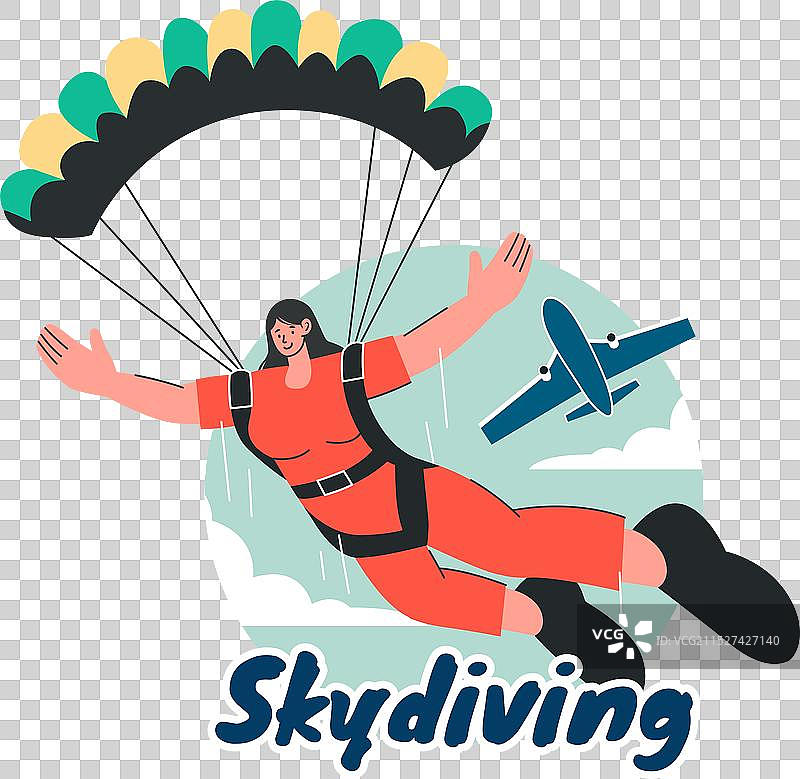跳伞运动：跳伞者与降落伞图片素材