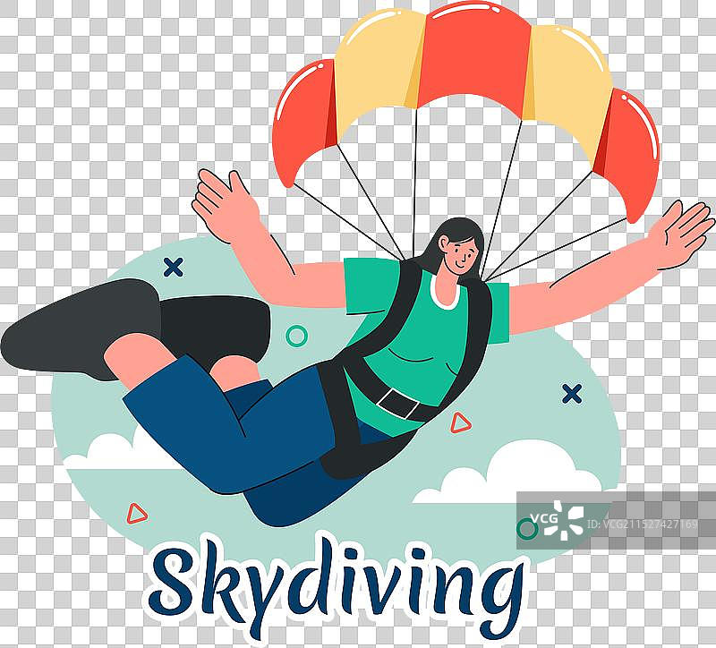 跳伞运动：跳伞者与降落伞图片素材