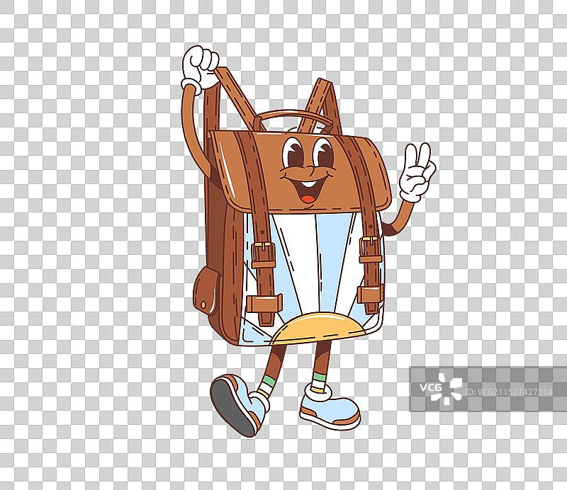 卡通复古风书包背包角色图片素材