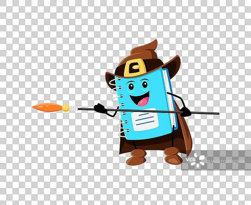 卡通万圣节学校笔记本巫师和女巫图片素材