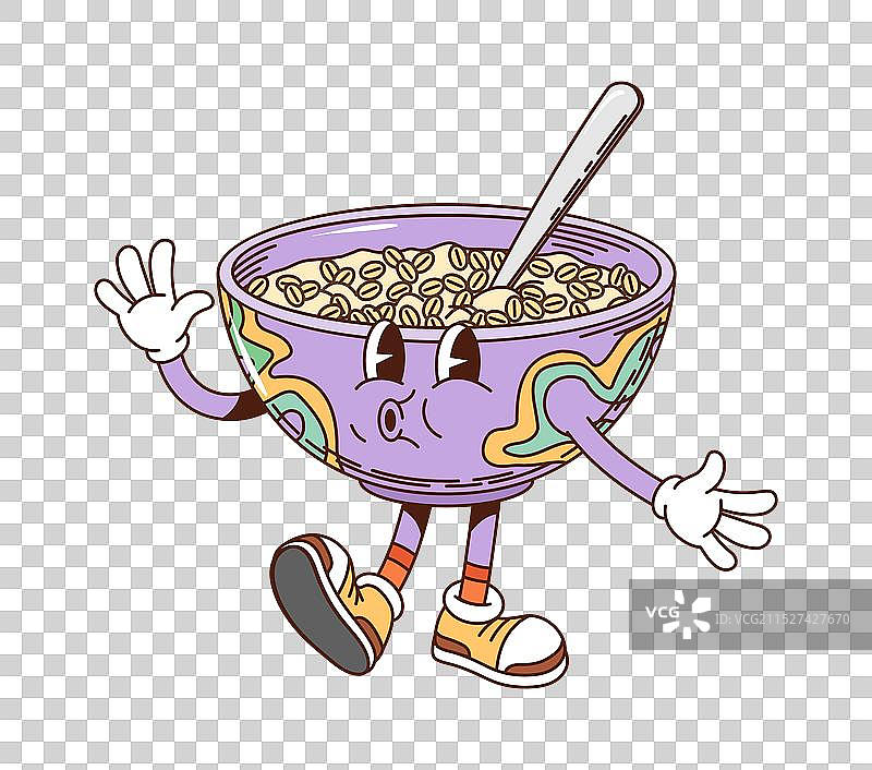 复古卡通燕麦粥角色图片素材