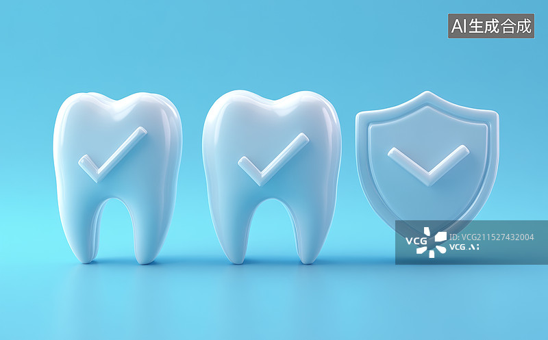 【AI数字艺术】一颗牙齿和一个盾牌的组合图像。牙齿象征着健康和保护，而盾牌则代表了安全和防御图片素材