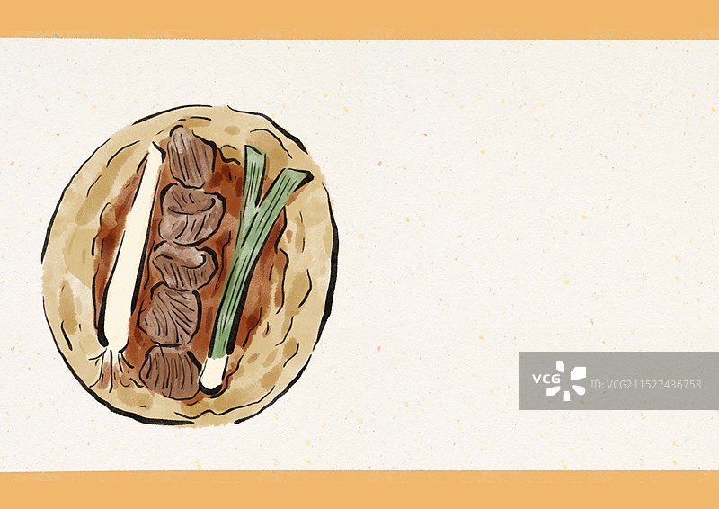 国潮风淄博美食插画-烧烤卷饼图片素材