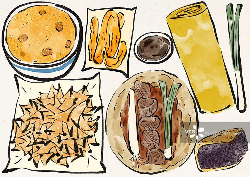 国潮风淄博美食插画图片素材