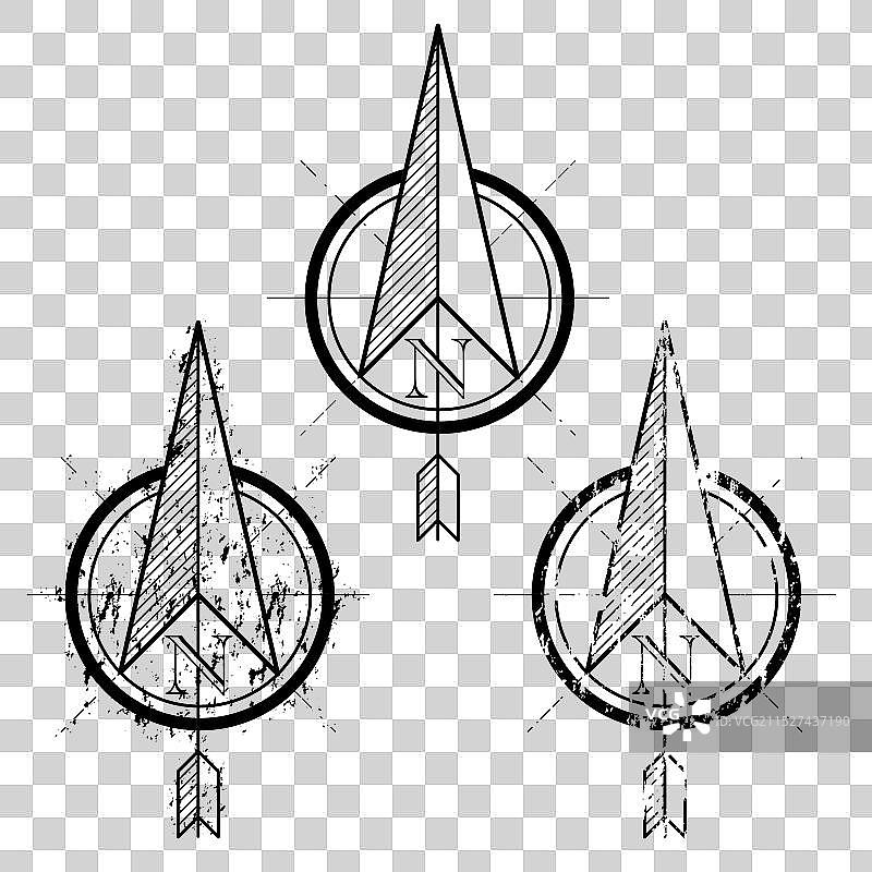 北方Grunge风格指南针箭头合集图片素材