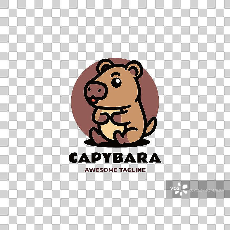 水豚吉祥物卡通风格标志图片素材