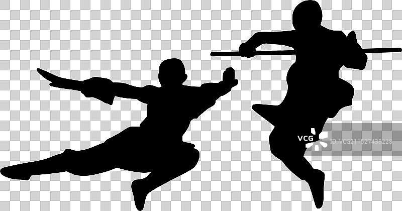 年轻人剪影功夫形象图片素材