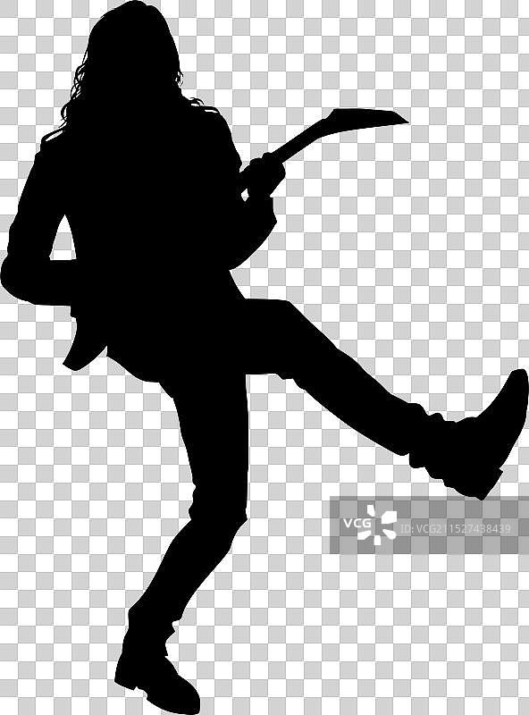 弹电吉他的演奏者轮廓图片素材