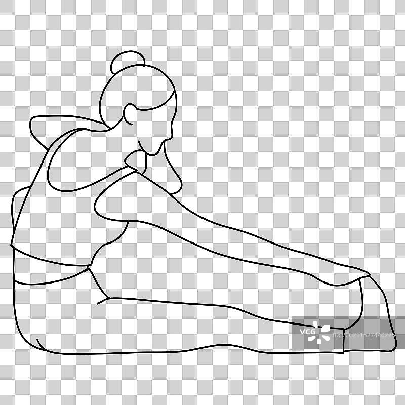 瑜伽坐立体式动作简笔画插画元素-拉弓式图片素材