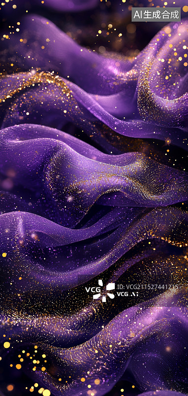 【AI数字艺术】紫色丝绸般流动的星空质感背景图片素材