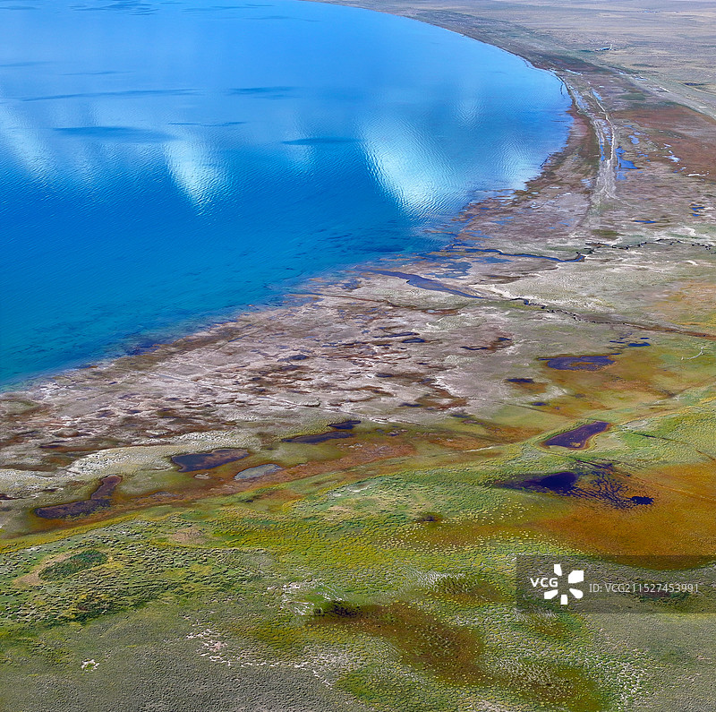 青海省海北藏族自治州青海湖景区金沙湾自然保护区航拍图片素材