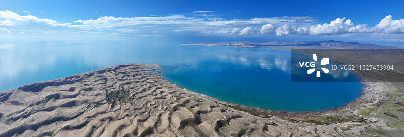 青海省海北藏族自治州青海湖景区金沙湾自然保护区航拍图片素材