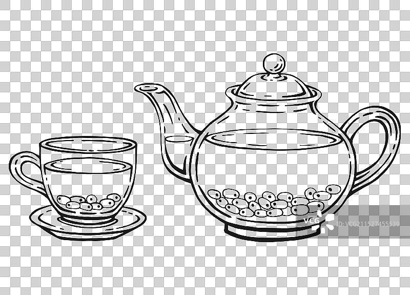 玻璃茶壶茶具与沙棘图片素材