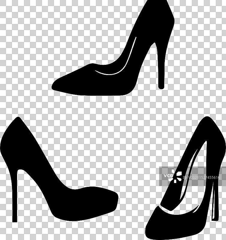 黑色细高跟鞋剪影图片素材