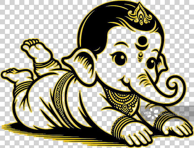 可爱的小甘尼什爬行图片素材