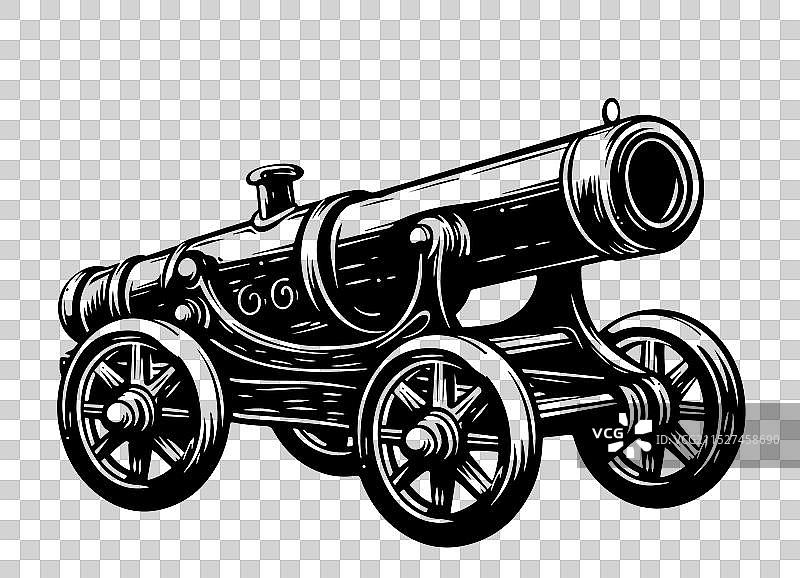 老式复古火炮手绘草图图片素材