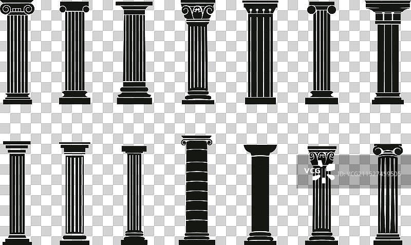 柱子图标剪影集合图片素材