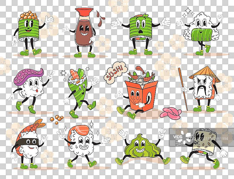 卡通寿司卷角色日本美食图片素材