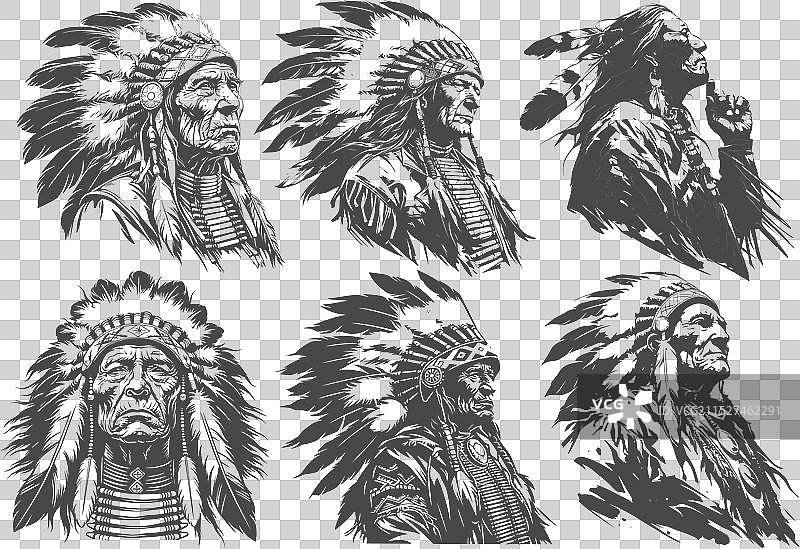 美洲印第安人土著酋长文化图片素材