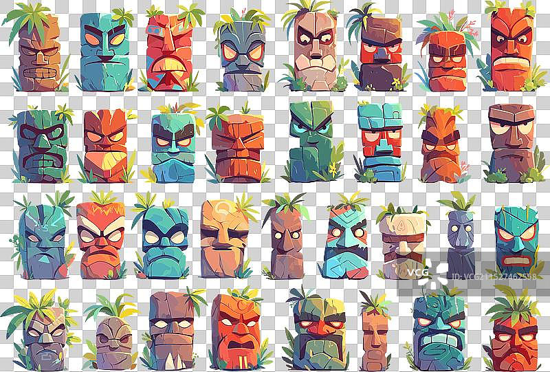 民族图腾卡通夏威夷祭祀图案图片素材