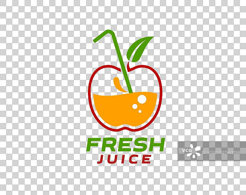 鲜榨苹果汁图标水果饮品冰沙标签图片素材