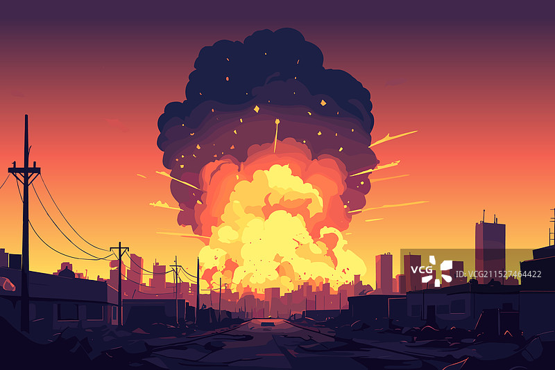 城市景观中的核爆炸悲剧图片素材