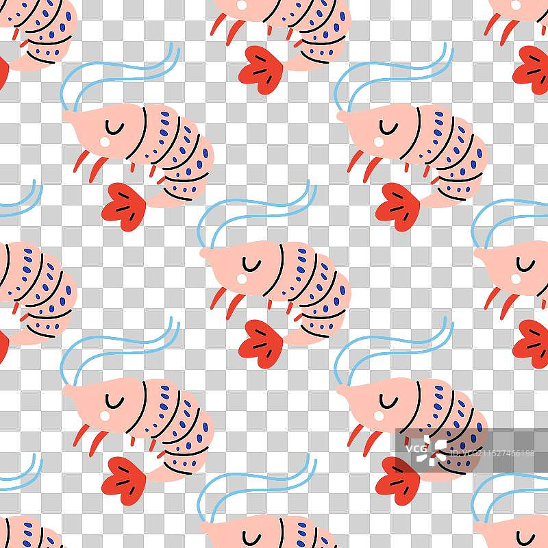卡通趣味小虾无缝纹理图片素材