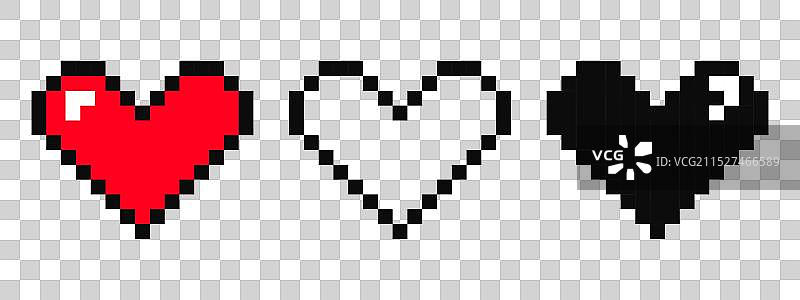 8位Y2K复古游戏像素爱心图片素材