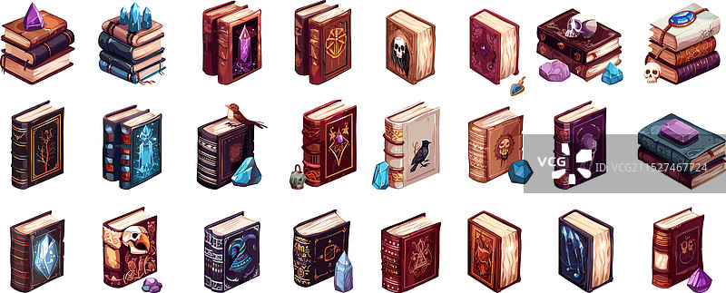 2.5D旧魔法书套装图片素材