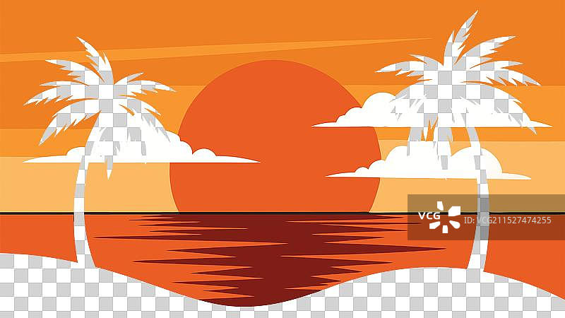 宁静的海洋日落与剪影图片素材