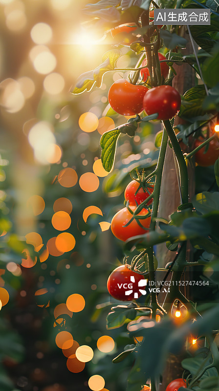 【AI数字艺术】阳光下的番茄田图片素材