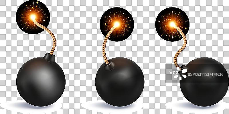 写实燃烧引线球形炸弹图片素材