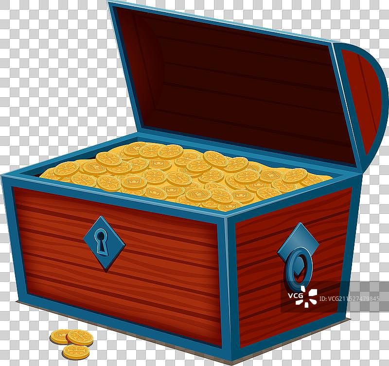卡通海盗宝藏箱和金币图片素材