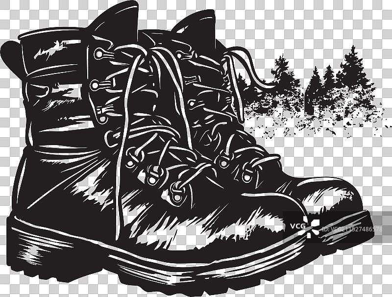 登山者徒步靴设计符号图片素材