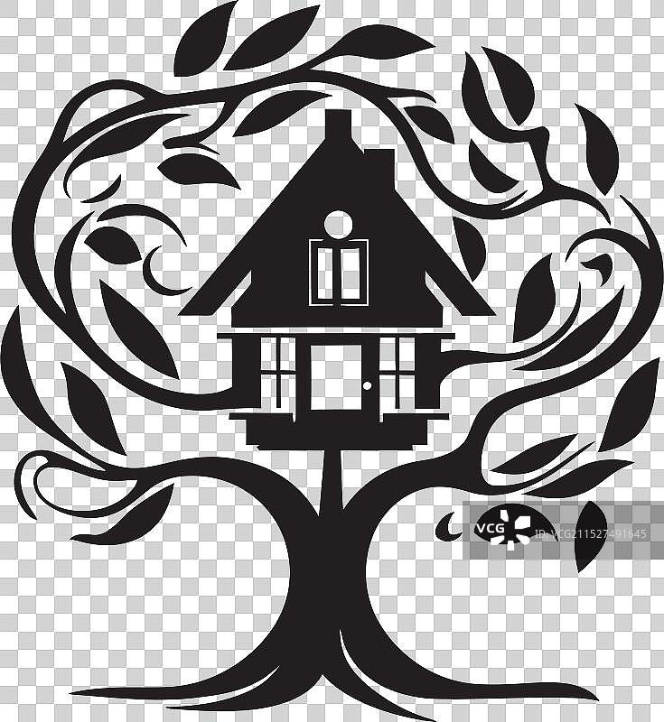 树栖动物的树枝螺栓标志设计图片素材