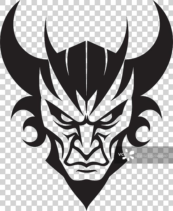 日本能剧传统恶魔面具妖怪标志图片素材
