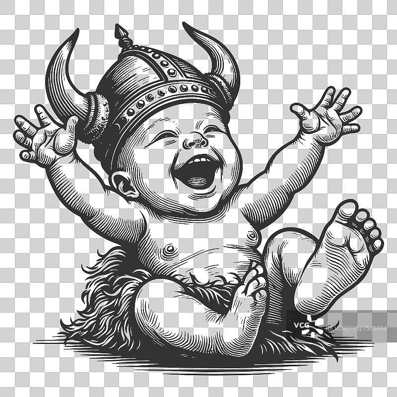 戴维京头盔的笑脸婴儿图片素材