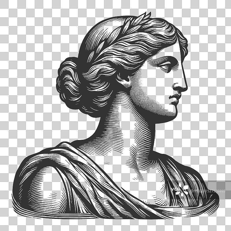 古典女性雕像头部雕刻图片素材