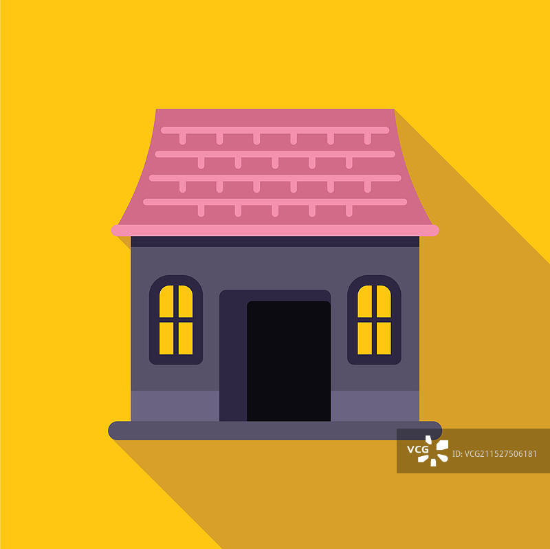 粉色屋顶的紫色小房子图片素材