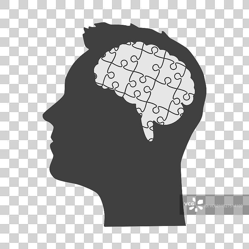 人脑中的拼图零件图片素材