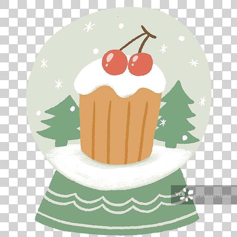 圣诞节水晶球里的蛋糕图片素材